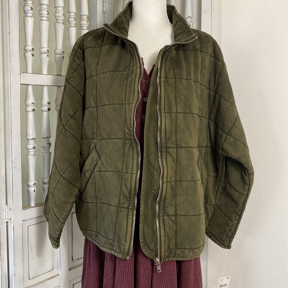 NWT - Free People Dolman Quilted Knit Jacket - Size: M, Color: Dusted Military - Picture 7 of 16